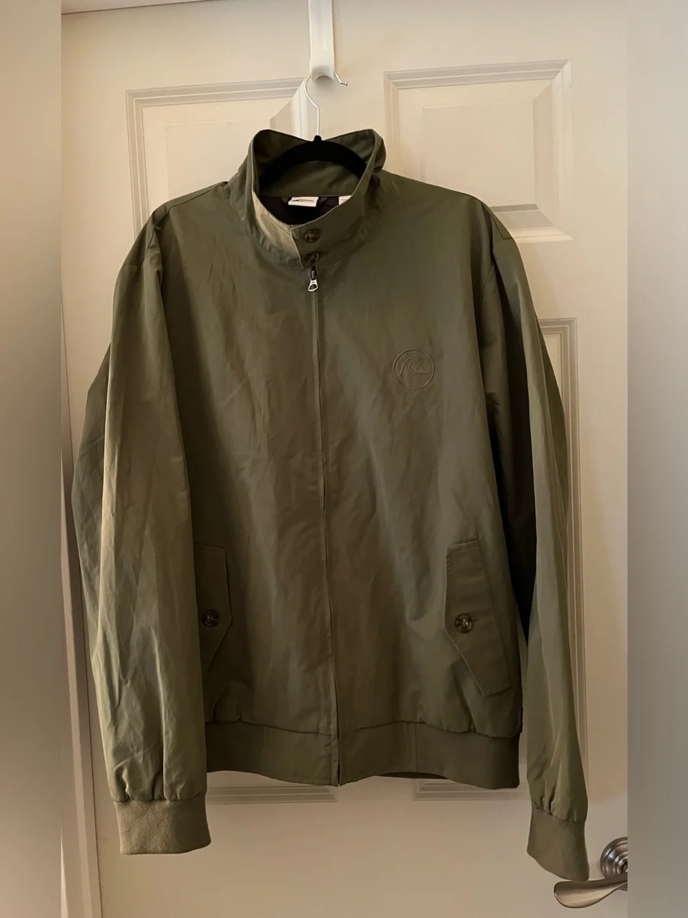 Men’s olive green Quiksilver cotton-blend Harrington jacket lightweight XL